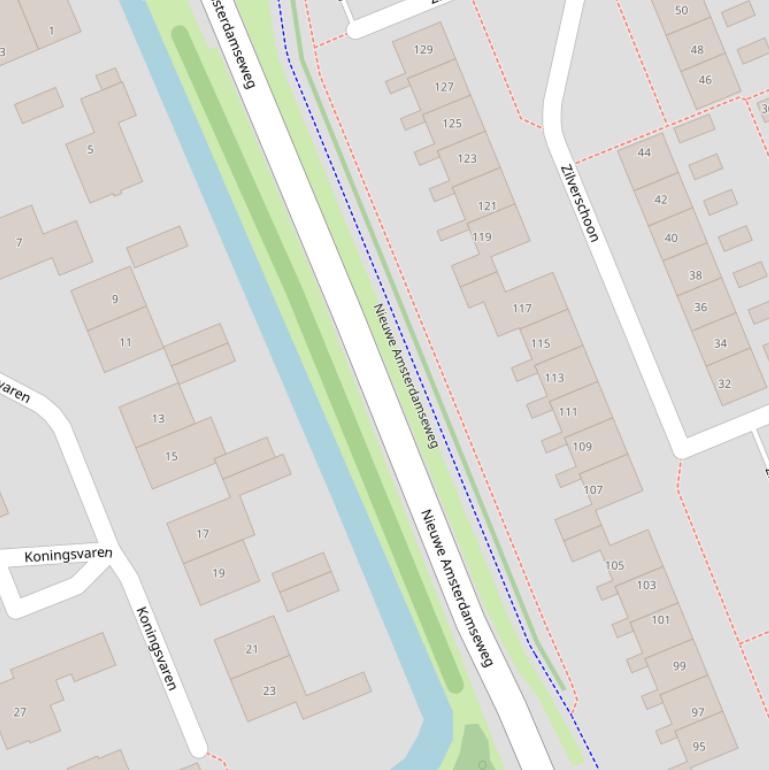 Kaart van de Nieuwe Amsterdamseweg.