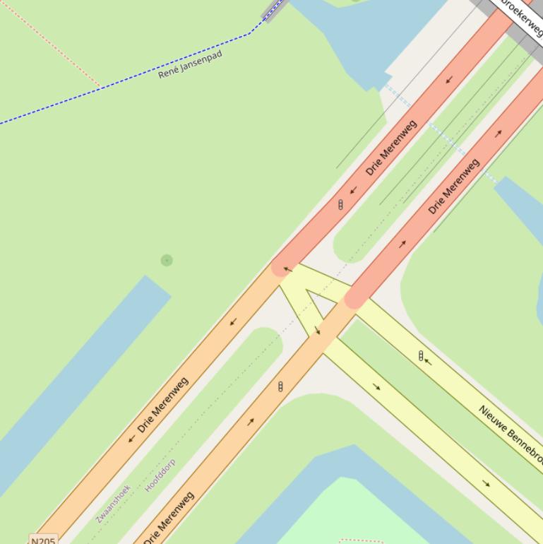 Kaart van de Nieuwe Bennebroekerweg.