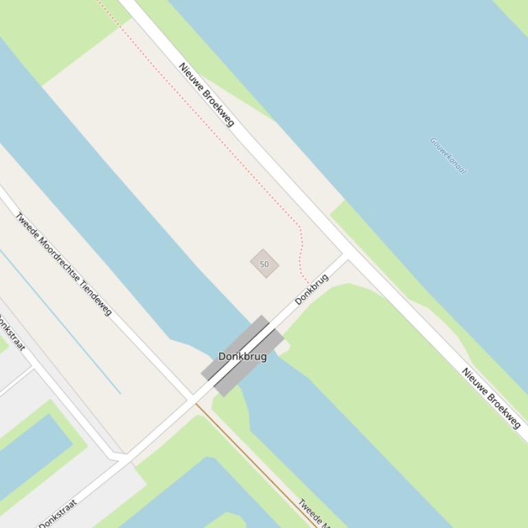 Kaart van de Nieuwe Broekweg.