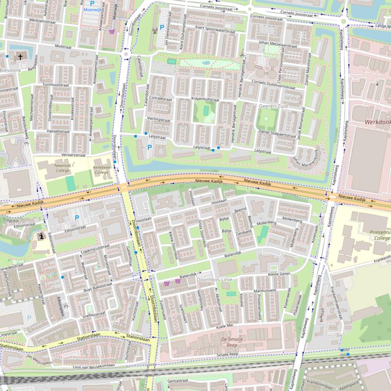 Kaart van de Nieuwe Kadijk.