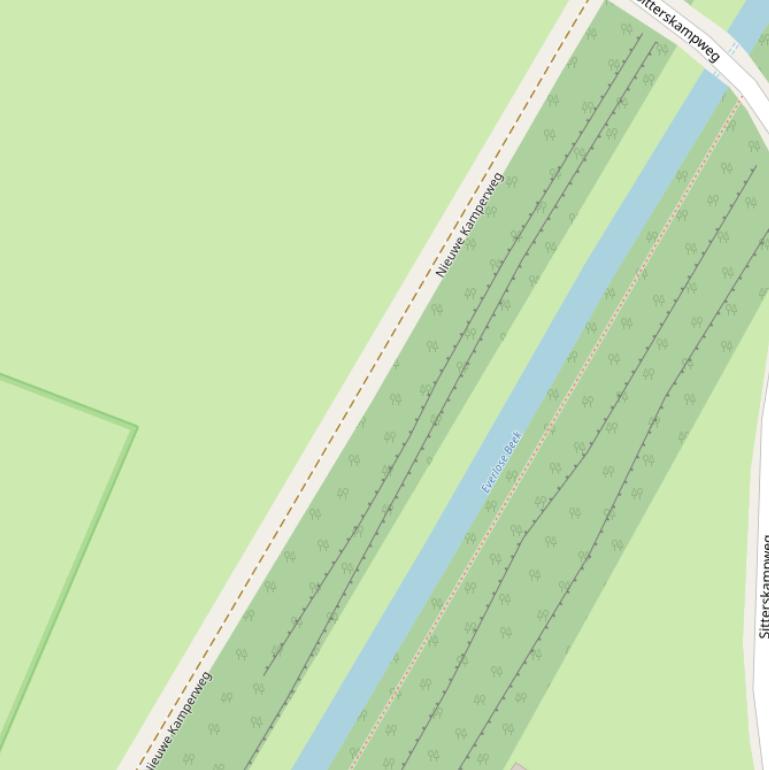 Kaart van de Nieuwe Kamperweg.