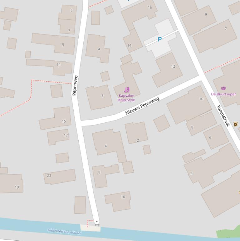 Kaart van de Nieuwe Peperweg.