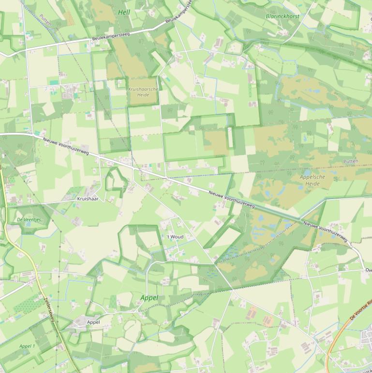 Kaart van de Nieuwe Voorthuizerweg.