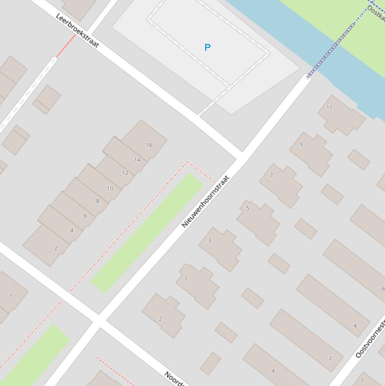 Kaart van de Nieuwenhoornstraat.