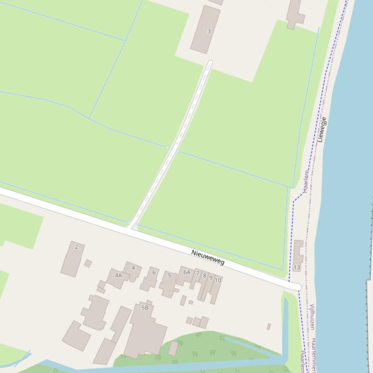 Kaart van de Nieuweweg.