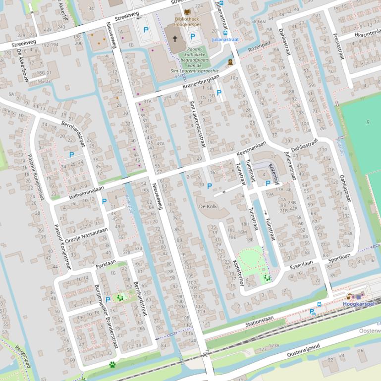 Kaart van de Nieuweweg.