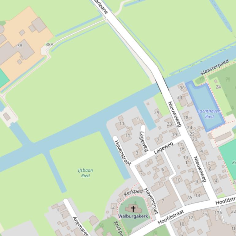 Kaart van de Nieuweweg.