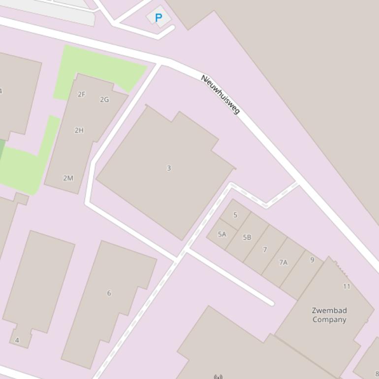 Kaart van de Nieuwhuisweg.