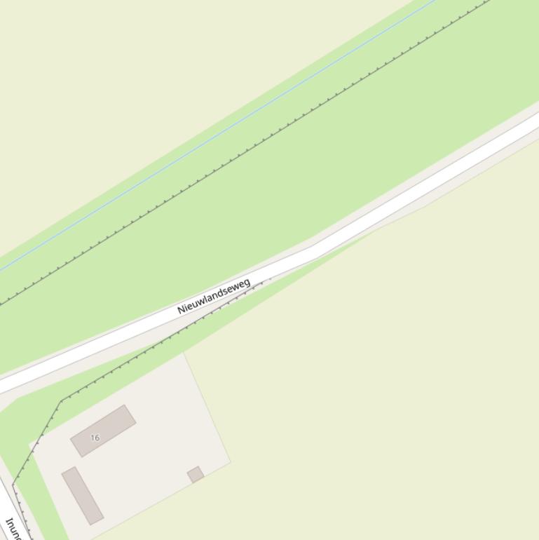 Kaart van de Nieuwlandseweg.