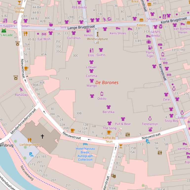 Kaart van de Nieuwstraat.