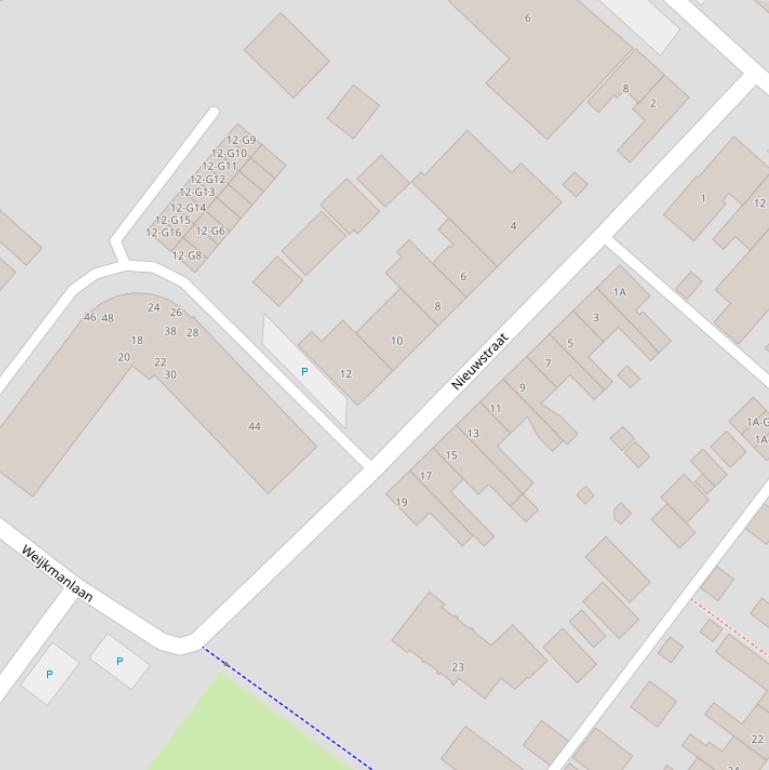 Kaart van de Nieuwstraat.