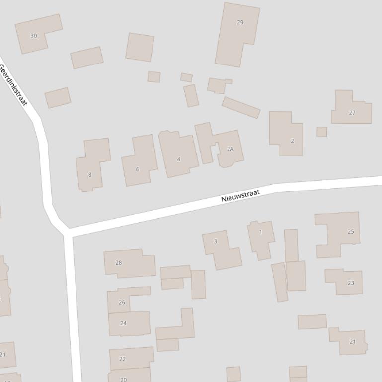 Kaart van de Nieuwstraat.