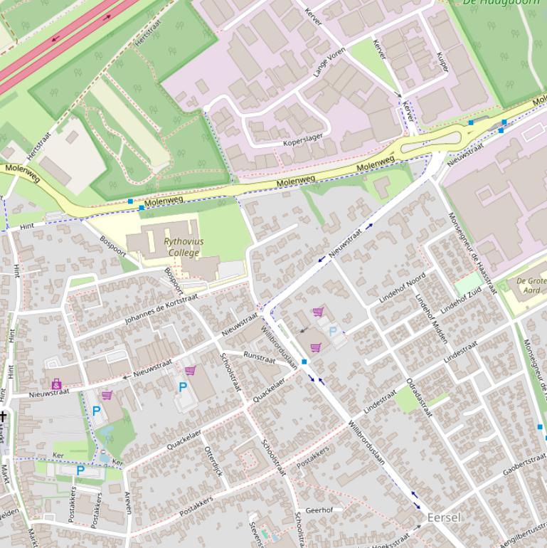 Kaart van de Nieuwstraat.