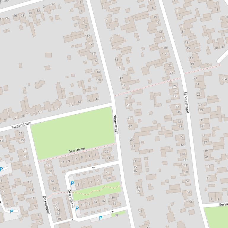 Kaart van de Nieuwstraat.