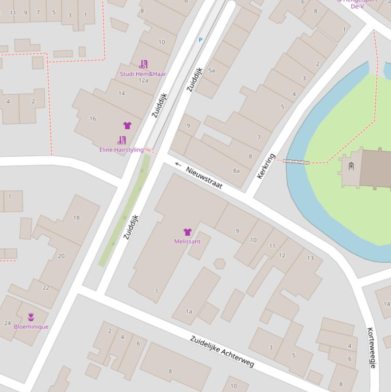 Kaart van de Nieuwstraat.