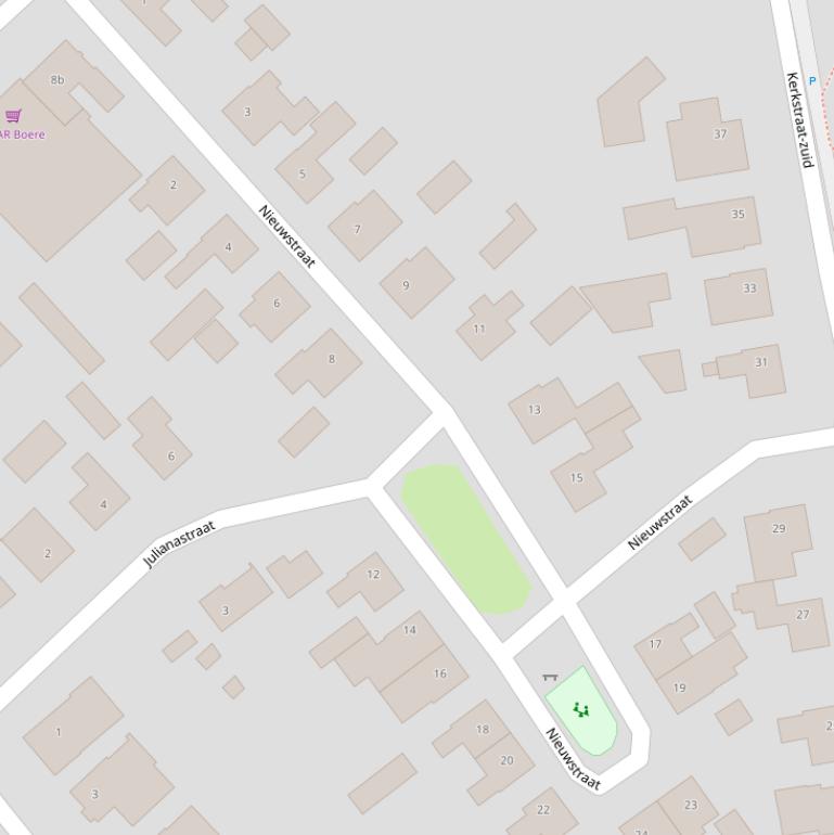 Kaart van de Nieuwstraat.