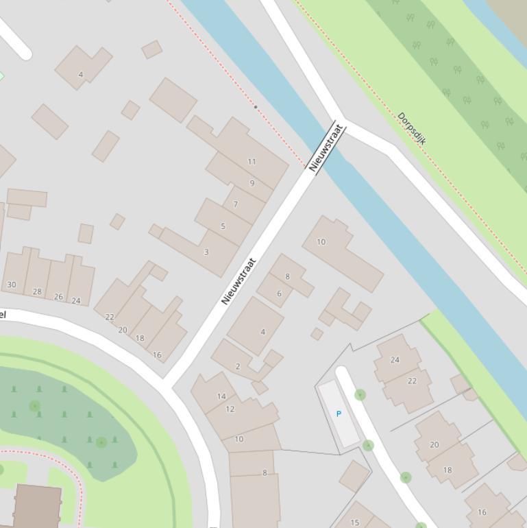 Kaart van de Nieuwstraat.