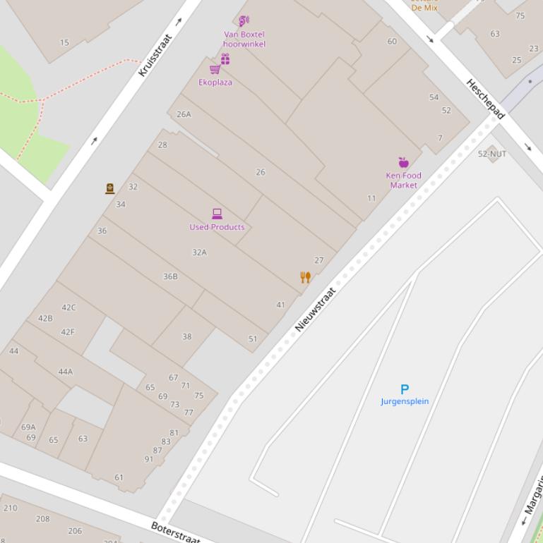 Kaart van de Nieuwstraat.