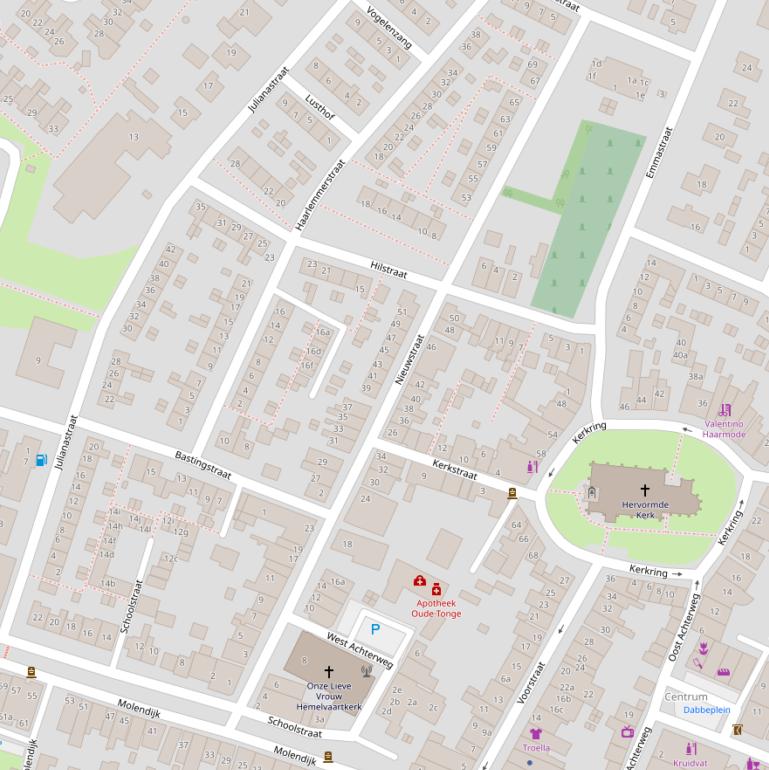 Kaart van de Nieuwstraat.