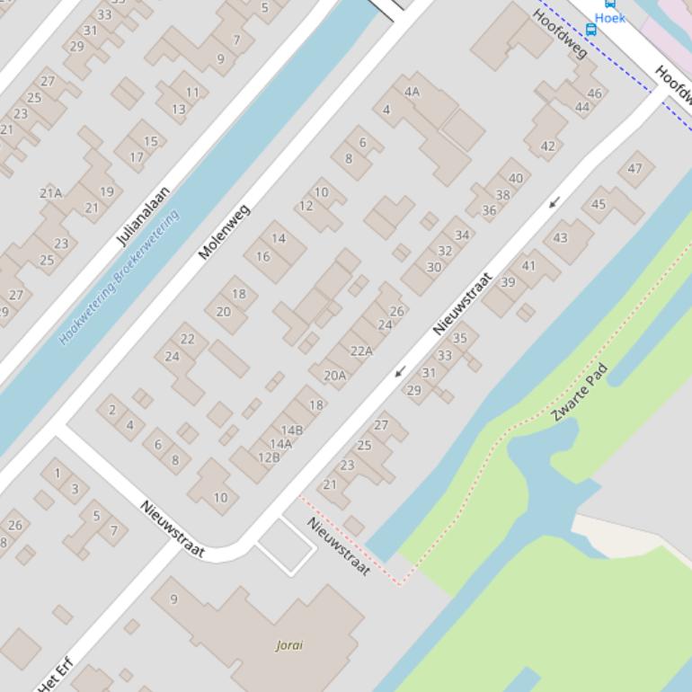 Kaart van de Nieuwstraat.