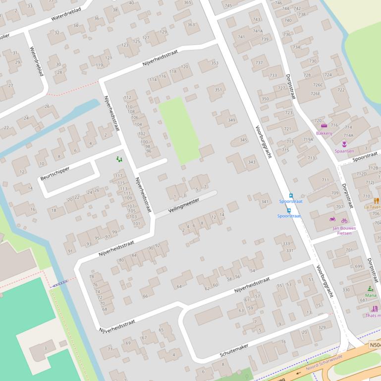 Kaart van de Nijverheidsstraat.