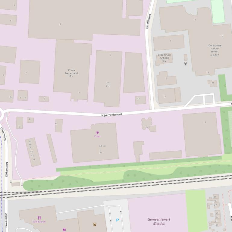 Kaart van de Nijverheidsstraat.