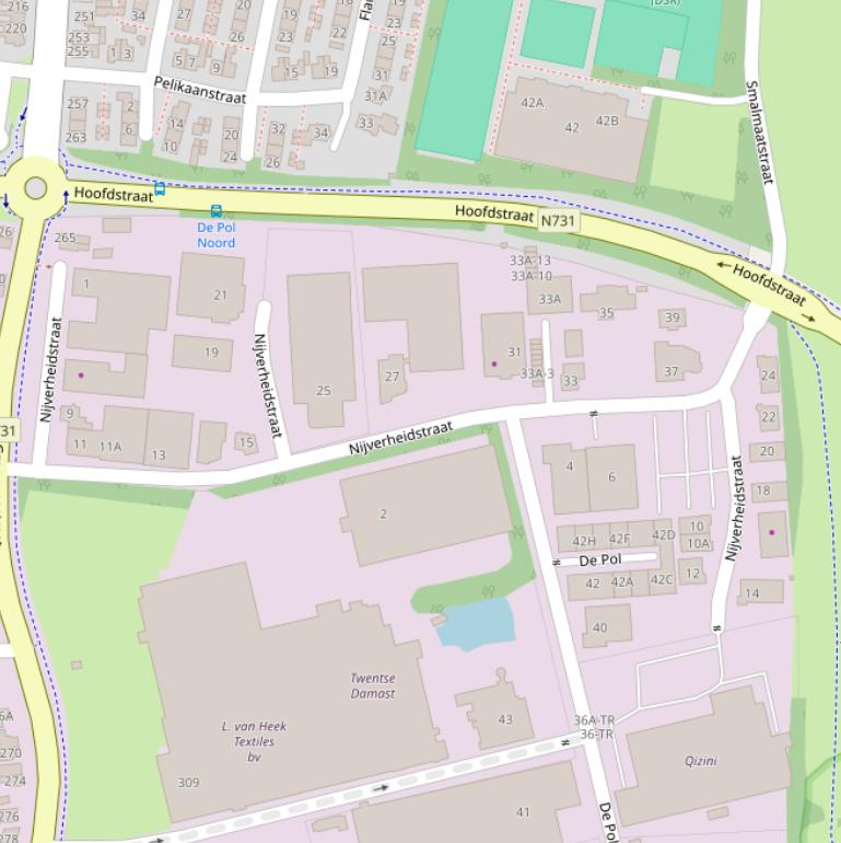 Kaart van de Nijverheidstraat.