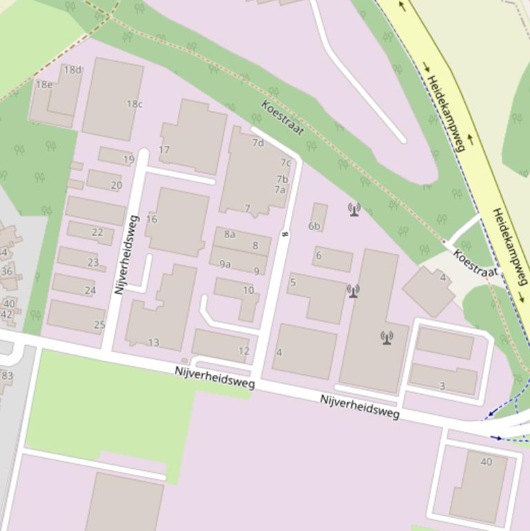 Kaart van de Nijverheidsweg.