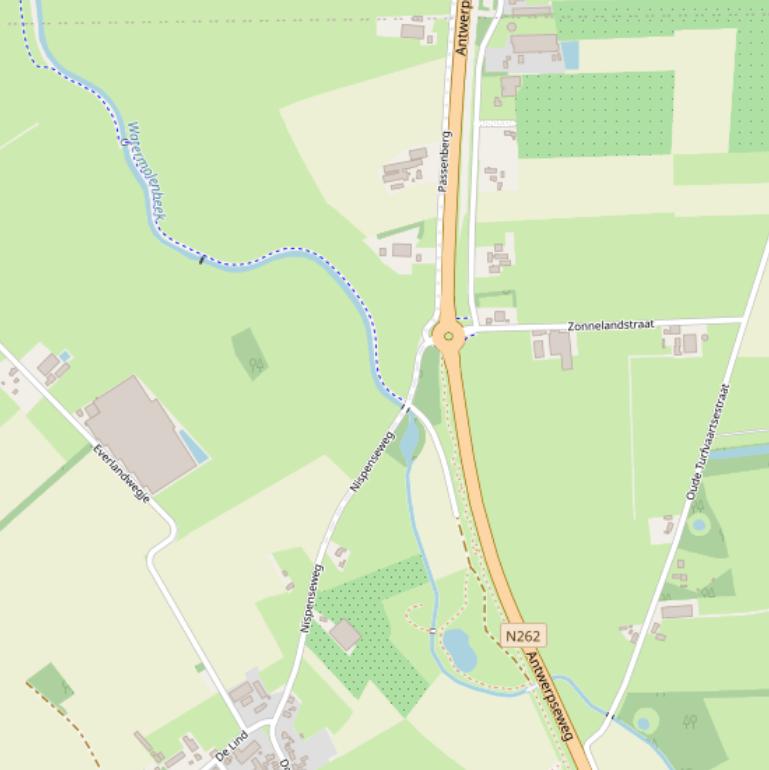 Kaart van de Nispenseweg.