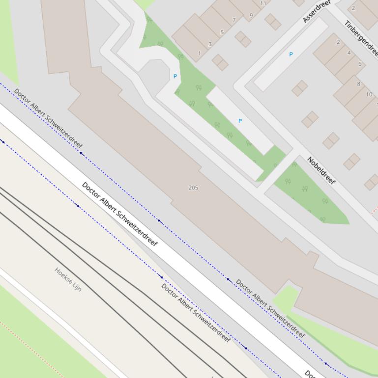 Kaart van de Nobeldreef.