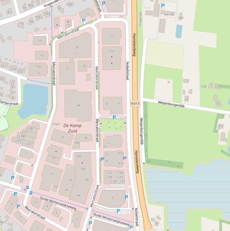 Kaart van de Nobelstraat.