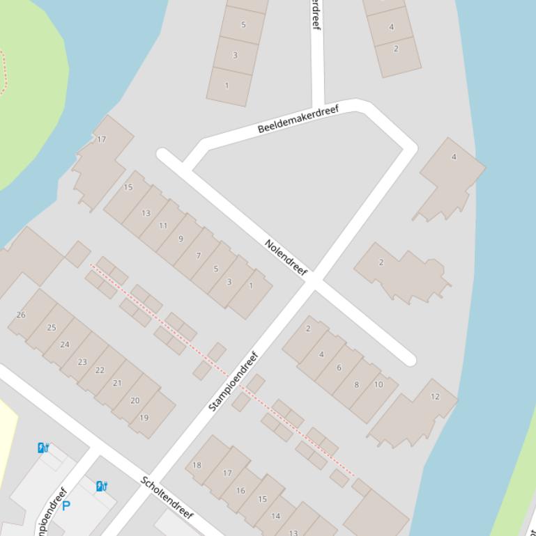 Kaart van de Nolendreef.