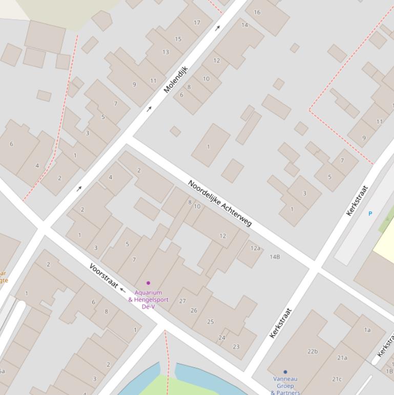 Kaart van de Noordelijke Achterweg.