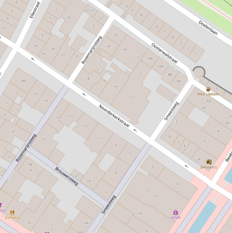 Kaart van de Noorderkerkstraat.