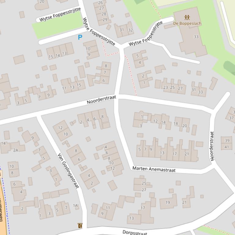 Kaart van de Noorderstraat.