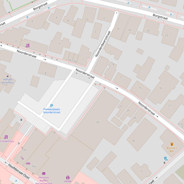 Kaart van de Noorderstraat.