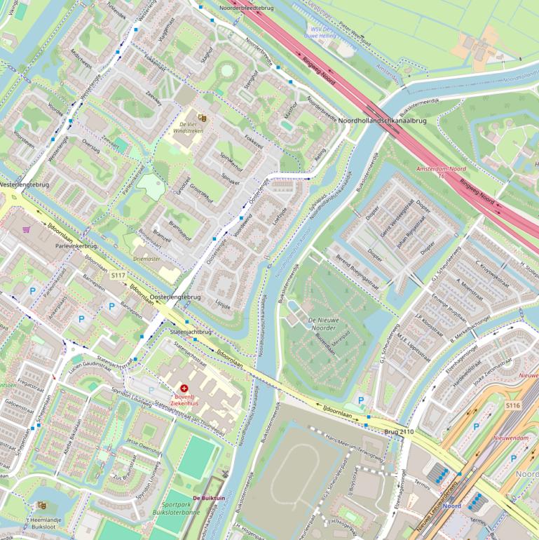 Kaart van de Noordhollandschkanaaldijk.