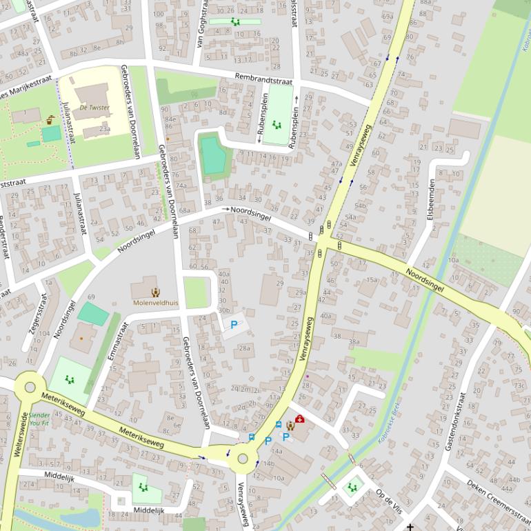 Kaart van de Noordsingel.