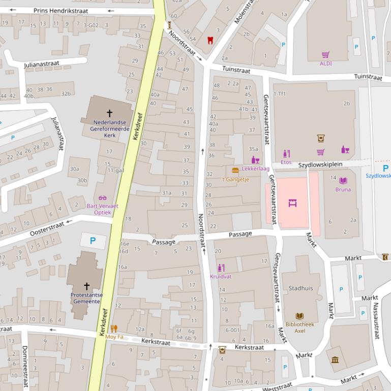 Kaart van de Noordstraat.