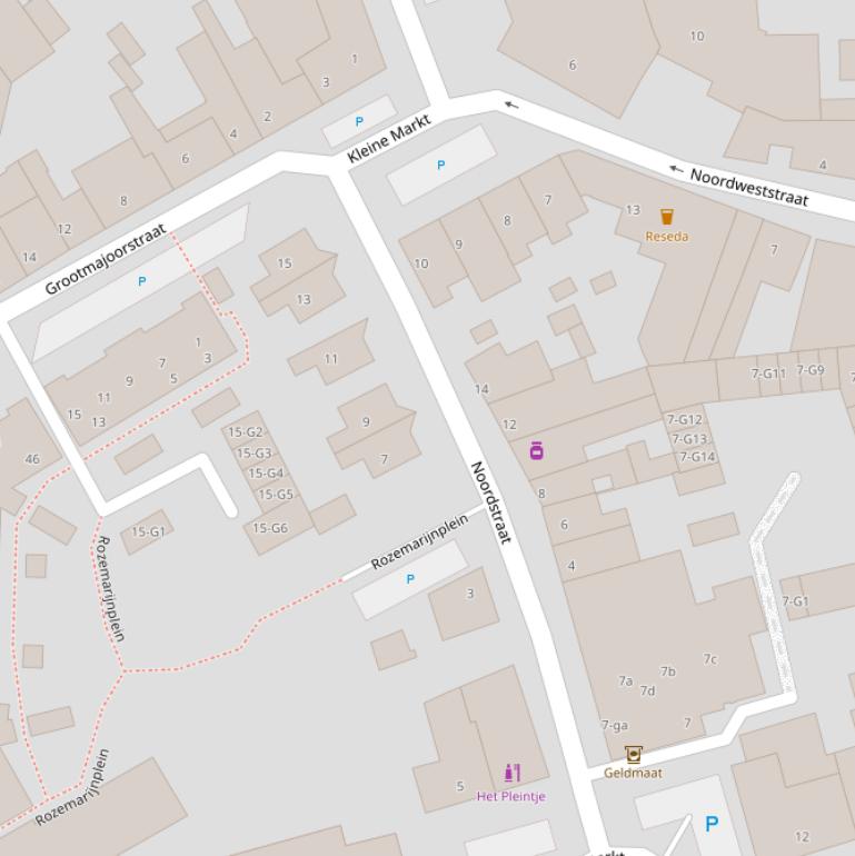 Kaart van de Noordstraat.