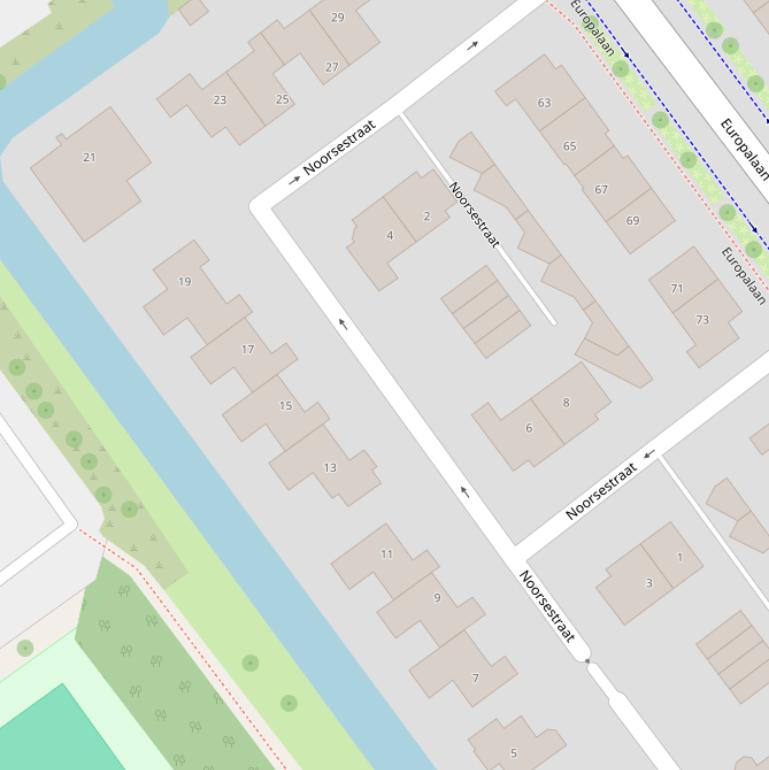 Kaart van de Noorsestraat.