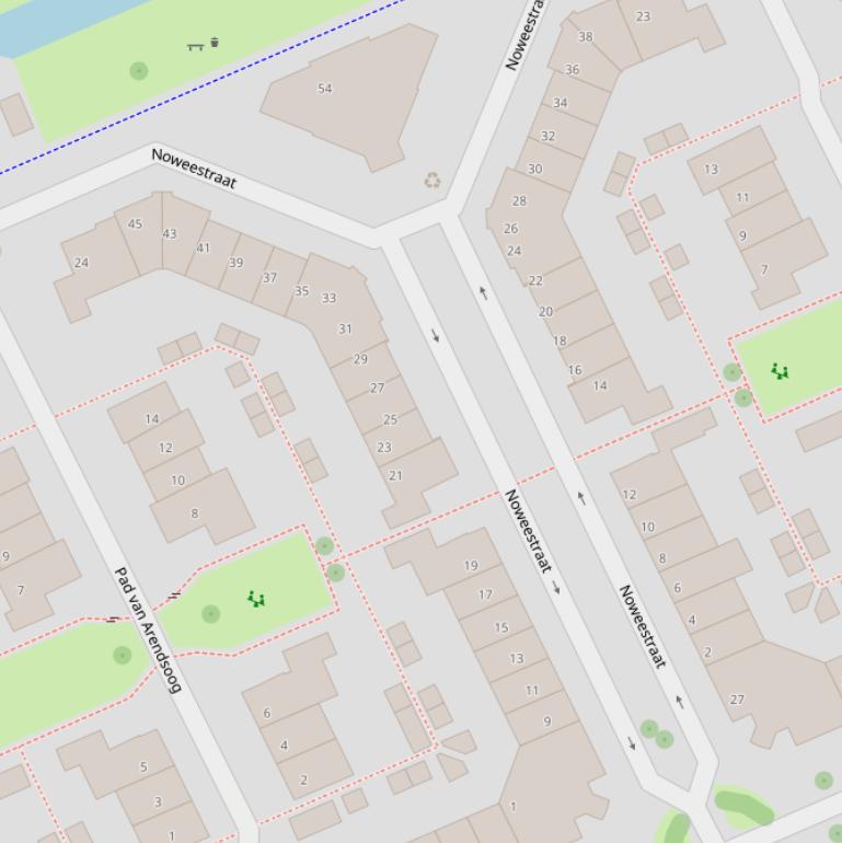 Kaart van de Noweestraat.