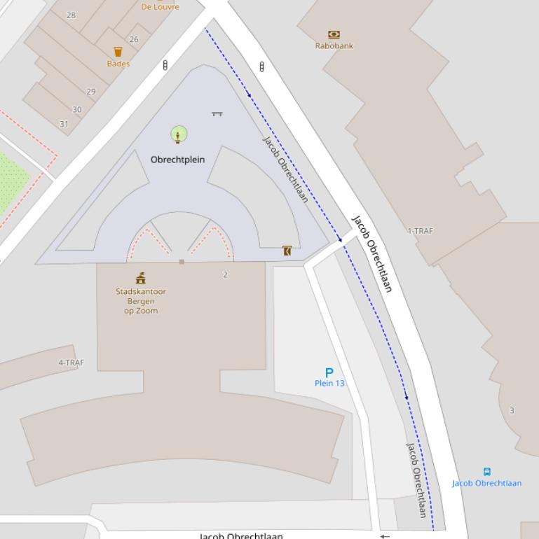 Kaart van het Obrechtplein.