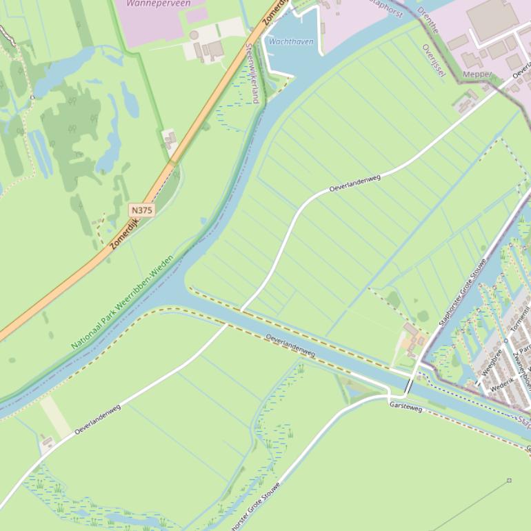 Kaart van de Oeverlandenweg.