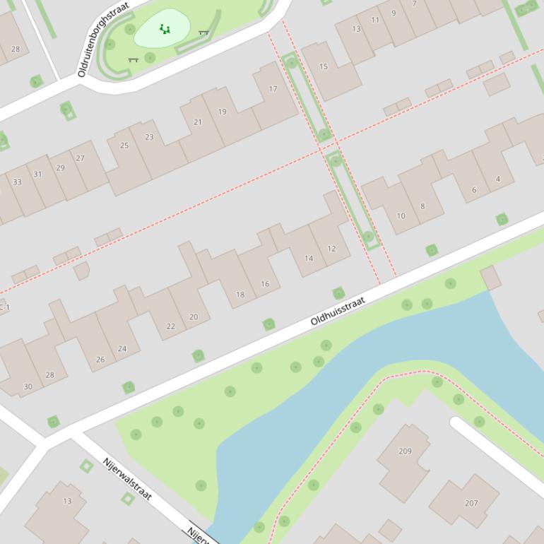 Kaart van de Oldhuisstraat.