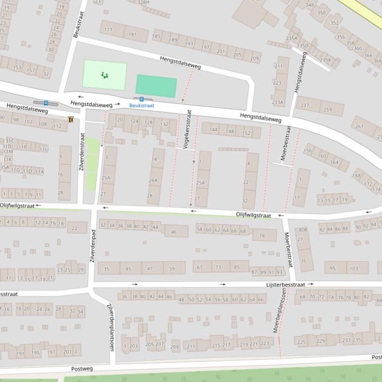 Kaart van de Olijfwilgstraat.