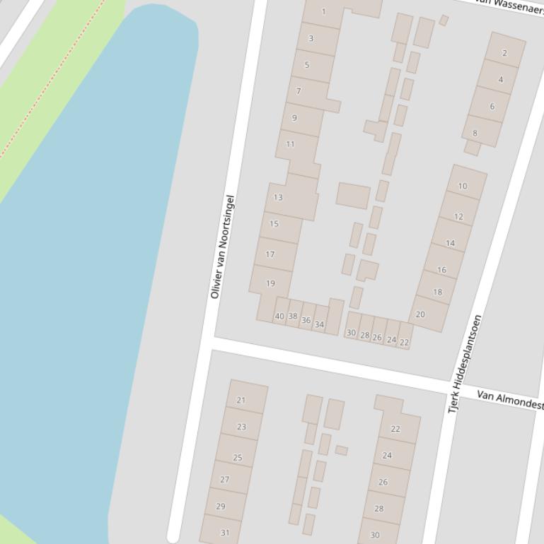 Kaart van de Olivier van Noortsingel.