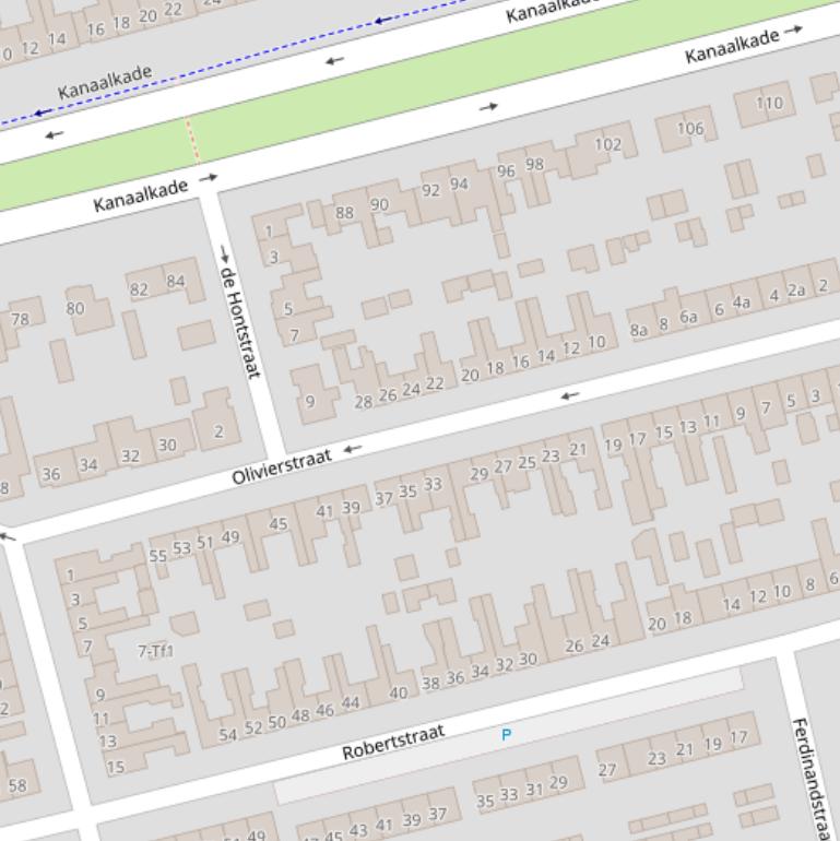 Kaart van de Olivierstraat.