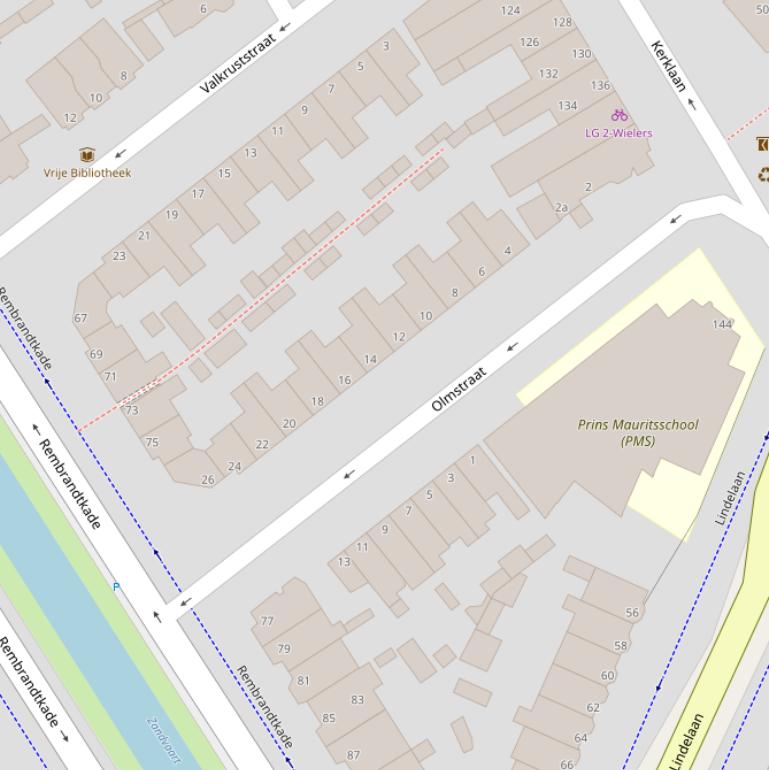 Kaart van de Olmstraat.