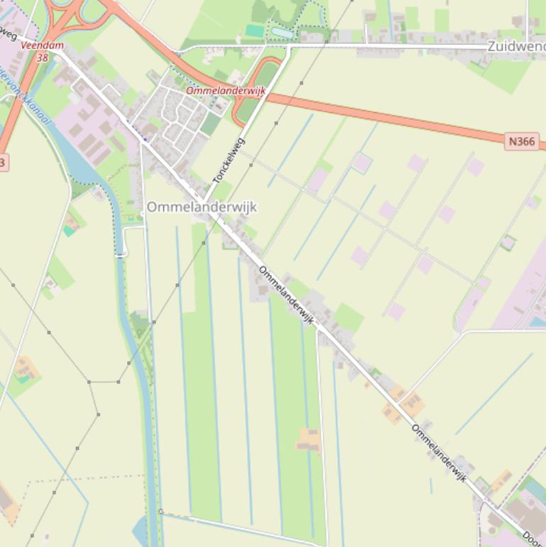 Kaart van  Ommelanderwijk.